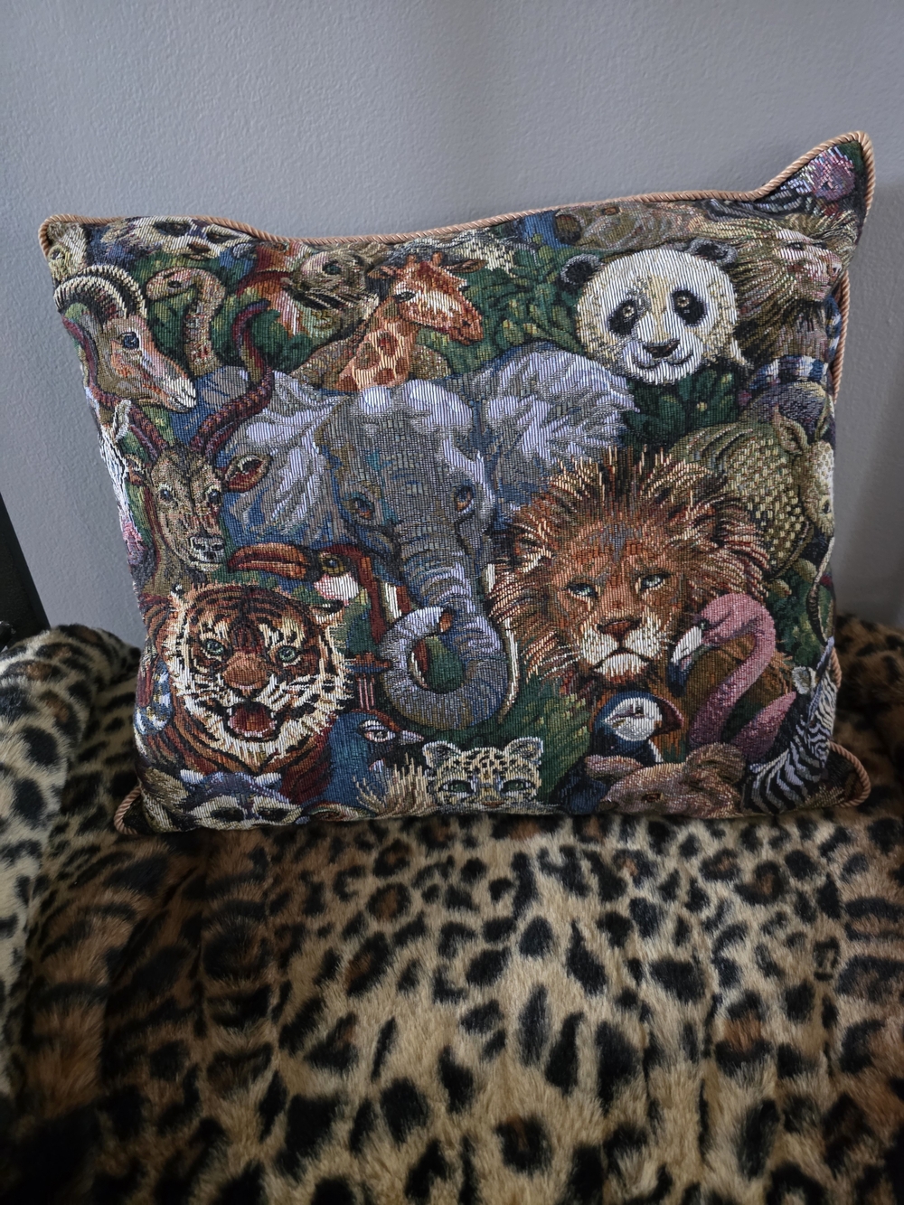 Wildlife Tapestry Animal Print Accent Pillow - Multicolor